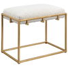 Paradox Small Gold & White Shearling Bench, Furniture by Uttermost, 23.5" width x 20.75" height x 15.75" depth thumbnail 4