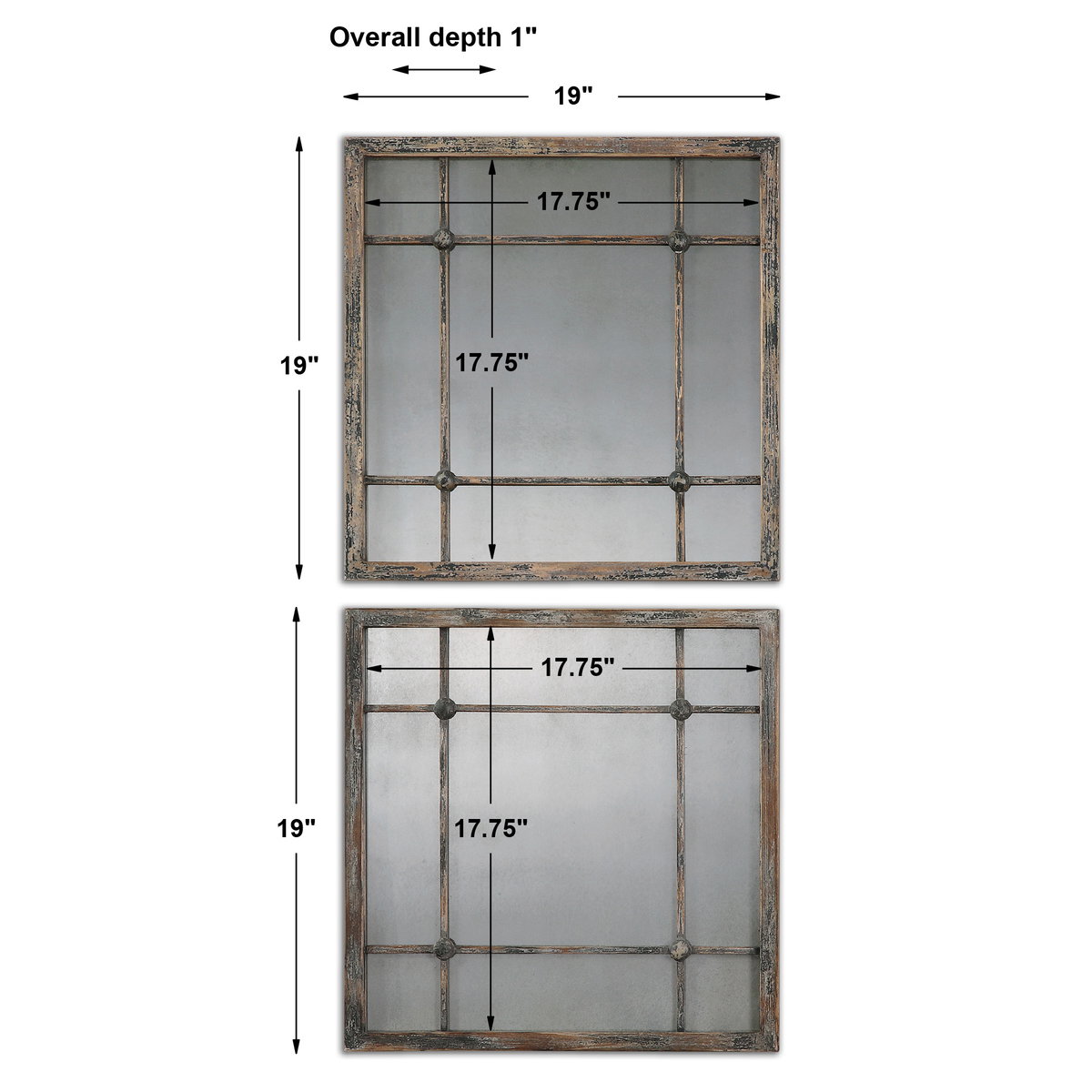 Saragano Square Mirrors Set/2, by Uttermost, 19" width x 19" height x 1" depth View 3
