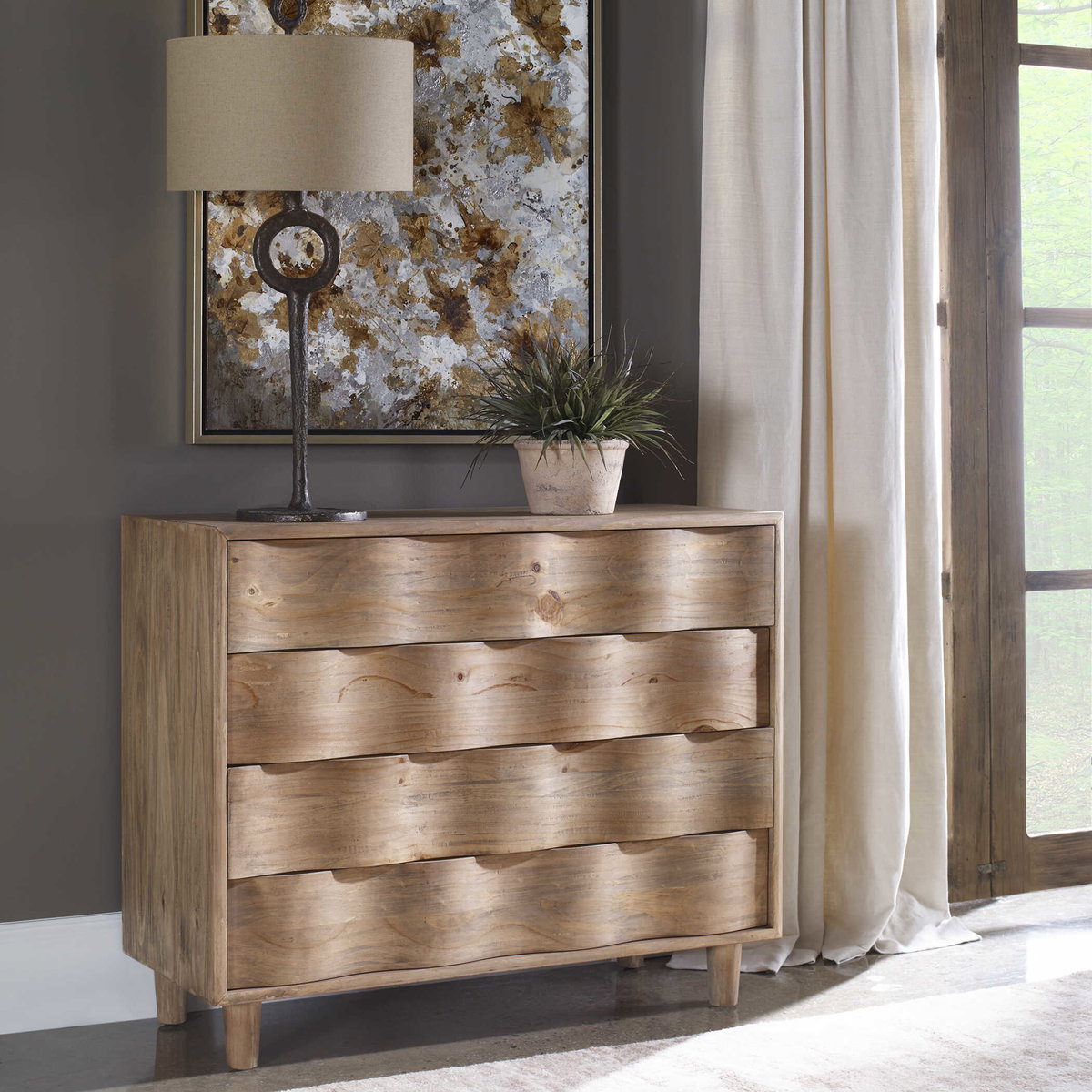 Crawford Light Oak Accent Chest, Furniture by Uttermost, 42" width x 34" height x 17" depth View 4