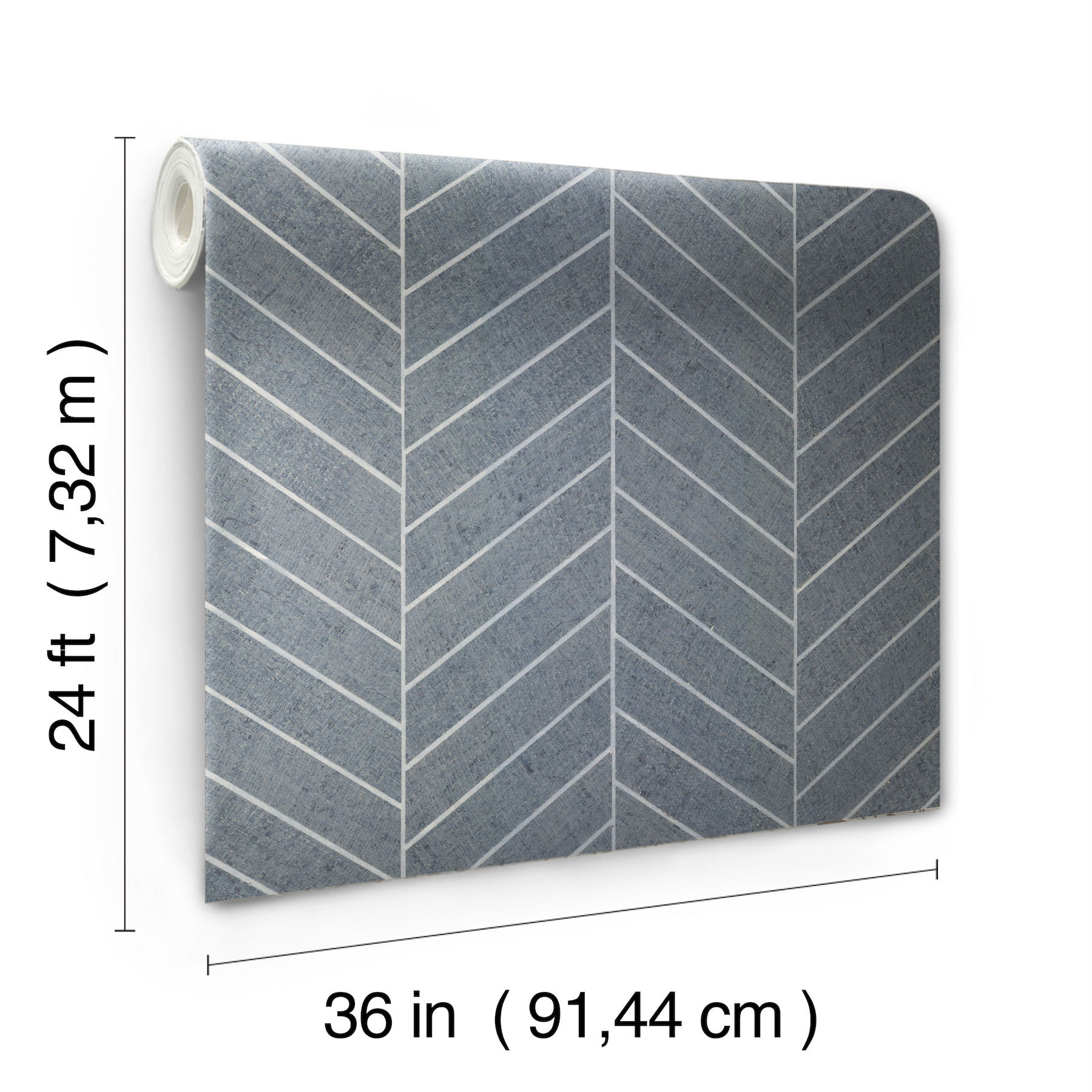 Atelier Herringbone Steel Blue Wallpaper large image 