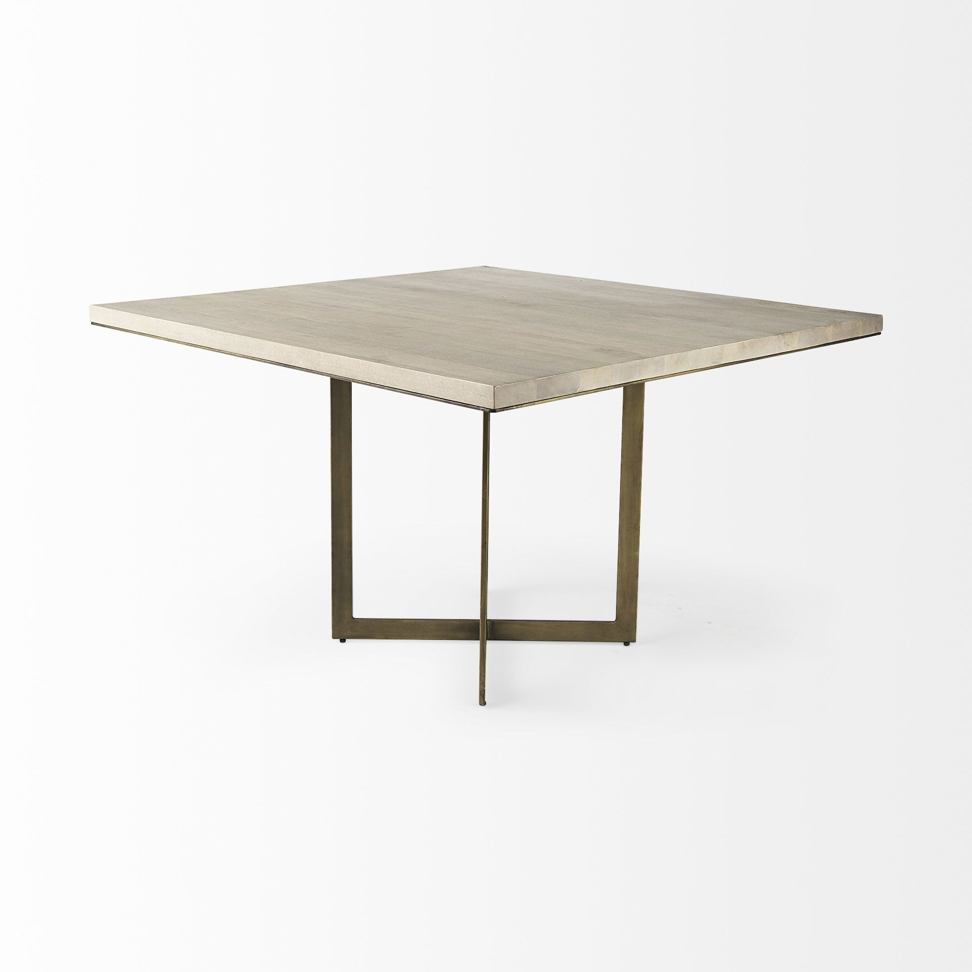 Faye I 48L x 48W x 30H Beige Finished Wood with Gold Metal Base Square Dining Table large image 