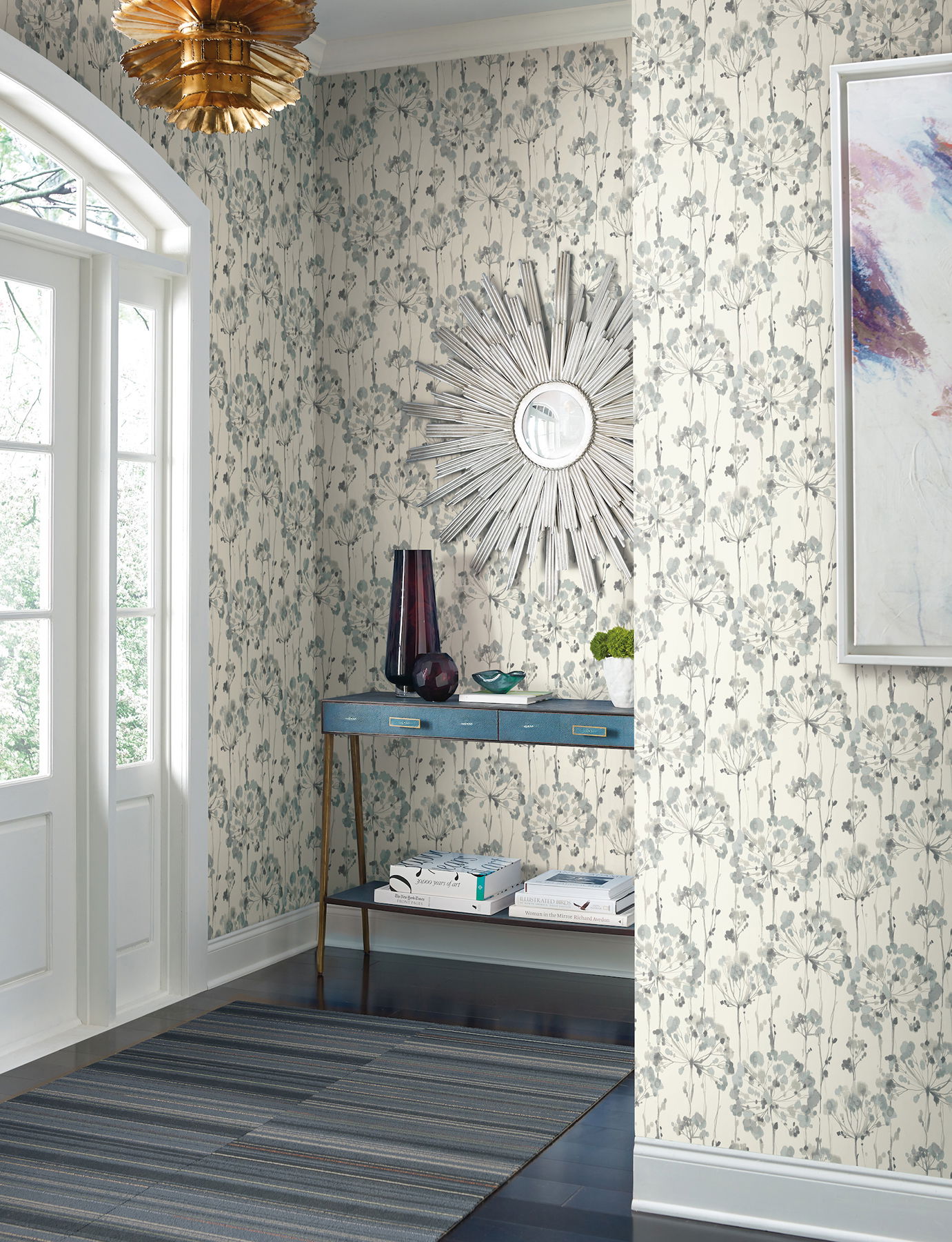 Flourish Sheer Blue & Grey Peel & Stick Wallpaper Flourish Sheer Blue & Grey Peel & Stick Wallpaper large image