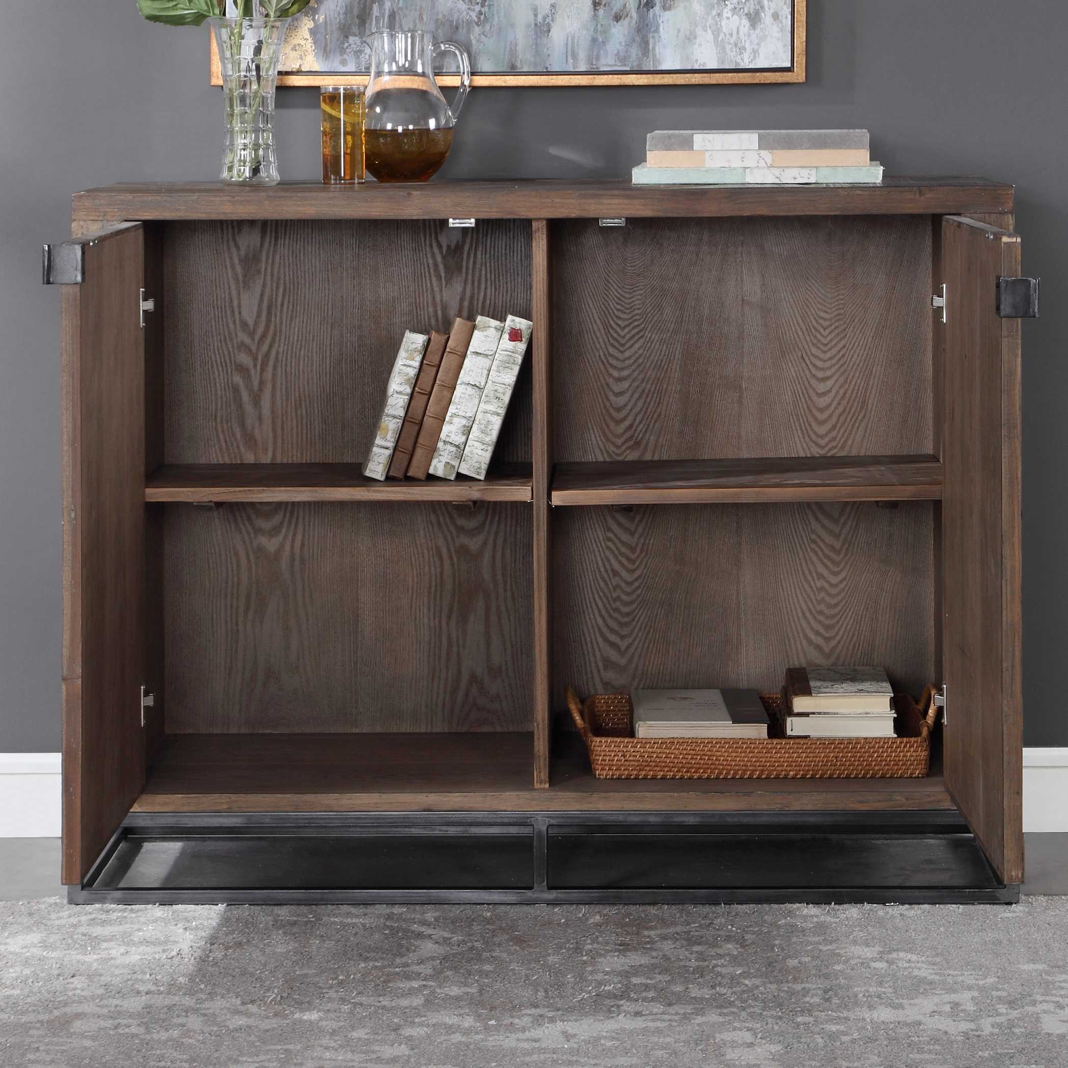 Evros Reclaimed Wood 2 Door Cabinet, Furniture by Uttermost, 52" width x 39" height x 18" depth View 5