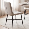 Barrow Solid Back Dining Side Chair | Beige Fabric with Black Metal, Dining Chair by Mercana, 19.75" length x 24" width x 34" height thumbnail 2