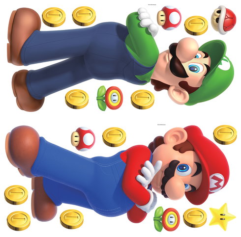 Super Mario Luigi & Mario Giant Wall Decals