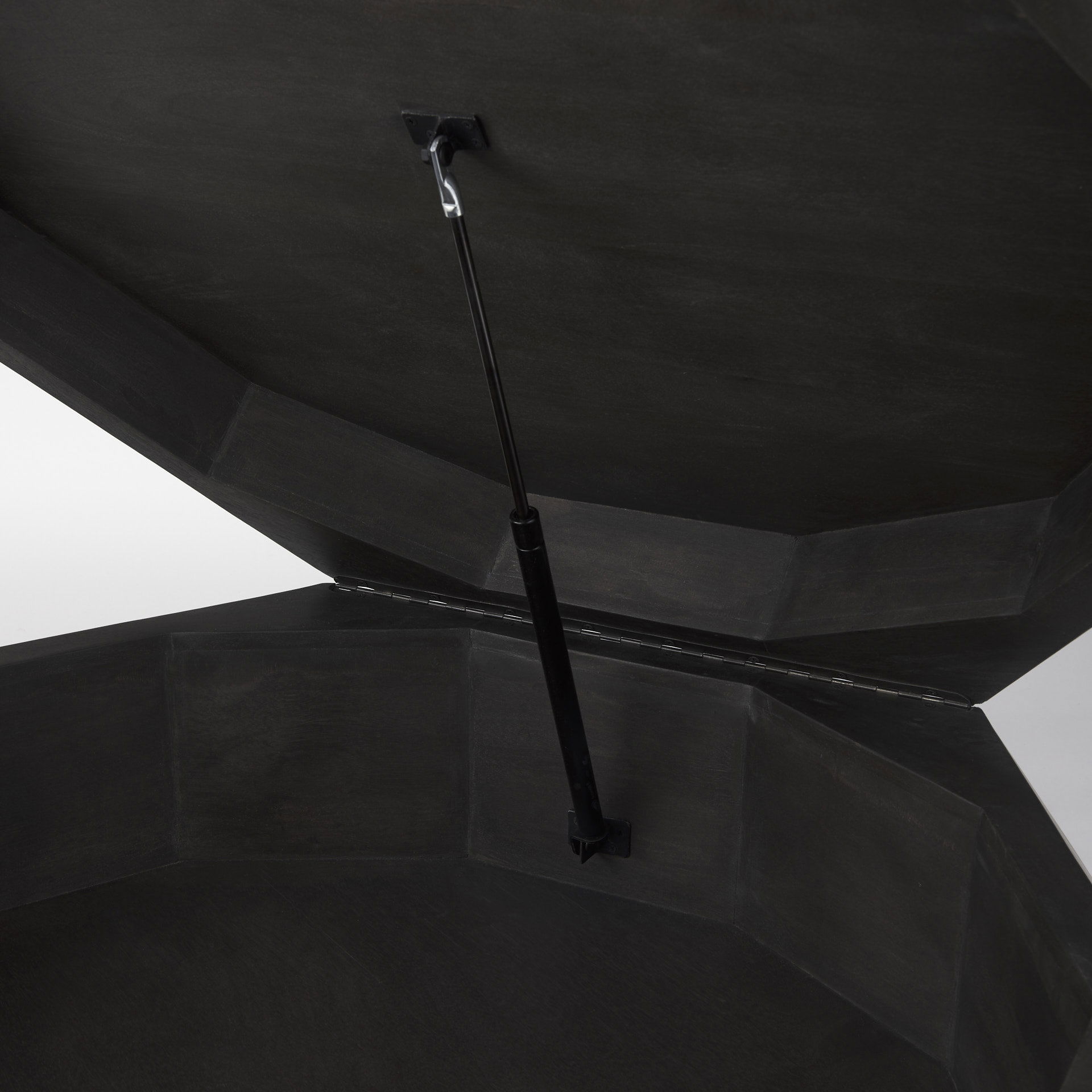 Arreto Black Solid Wood Hexagonal Storage Coffee Table, by Mercana, 48" length x 48" width x 15" height View 10