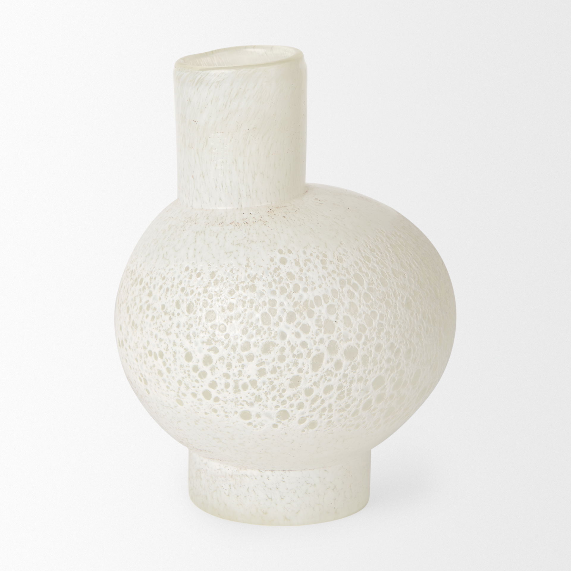 Heket Short White Glass Vase, by Mercana, 6.89" length x 6.89" width x 8.86" height View 5