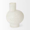 Heket Short White Glass Vase, by Mercana, 6.89" length x 6.89" width x 8.86" height thumbnail 5