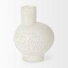 Heket Short White Glass Vase, by Mercana, 6.89" length x 6.89" width x 8.86" height thumbnail 5