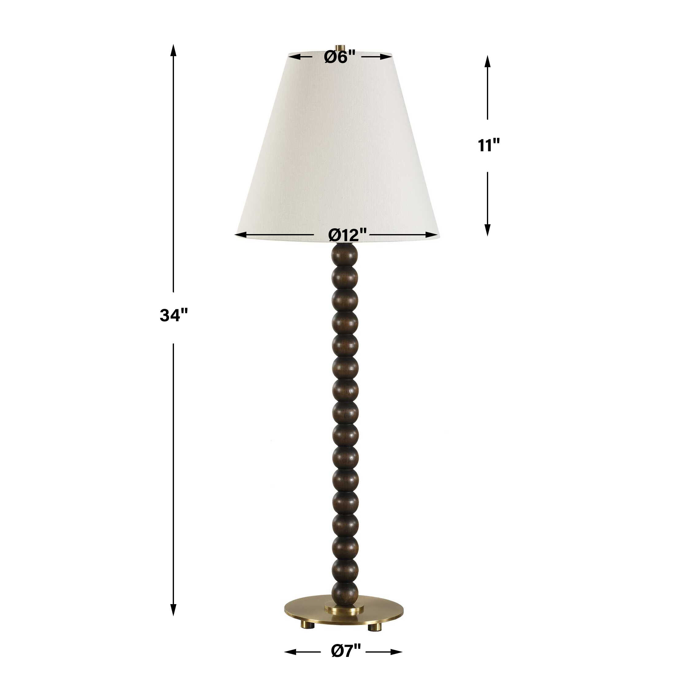 Gallus Wood Spheres Table Lamp, by Uttermost, 12" width x 34" height x 12" depth View 3