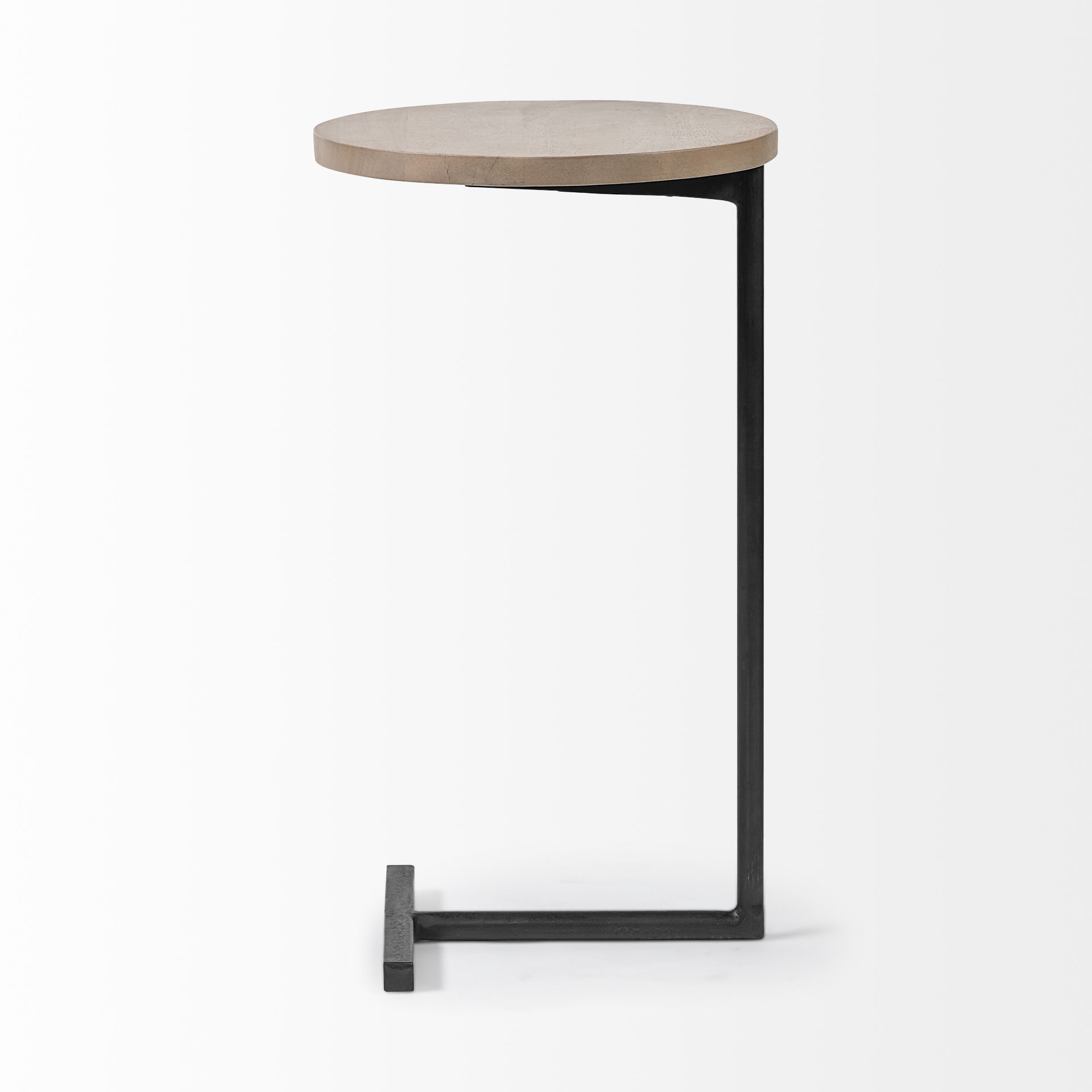 Ballatine 15L x 15W x 27H Brown Wood Round Top with Black Metal Base Accent Table large image 