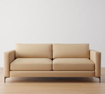 Online Designer Living Room Jake Upholstered Sofa 2x2 86" with Bronze Legs, Polyester Wrapped Cushions, Performance Everydayvelvet(TM) Camel