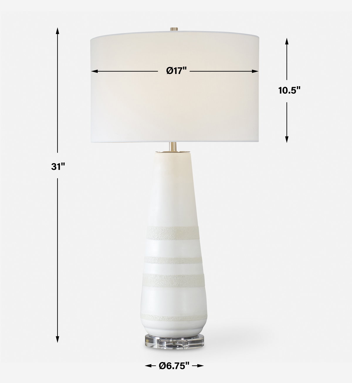Santino Crackled Ivory Table Lamp, by Uttermost, 17" width x 32.25" height x 17" depth View 3