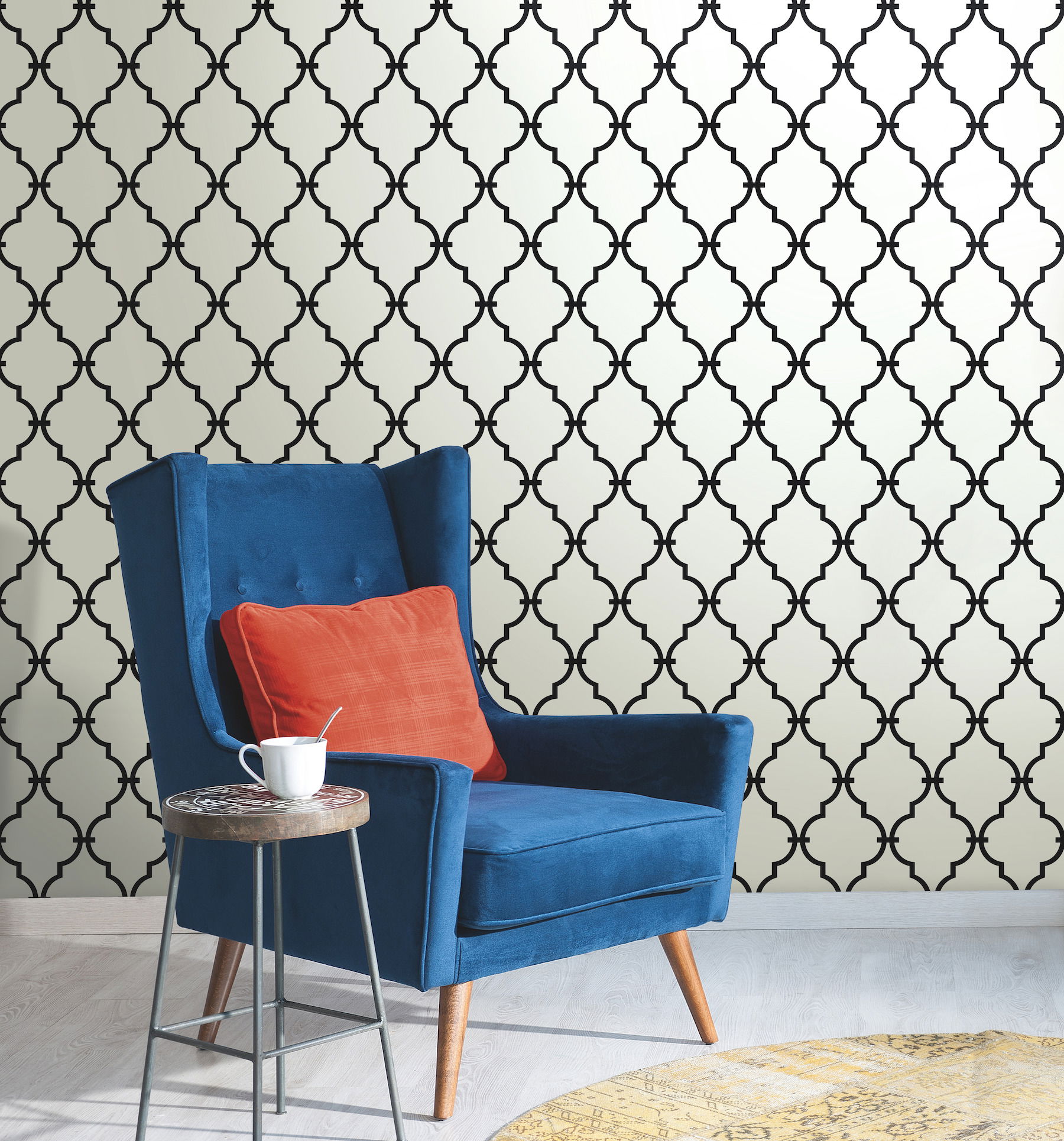 Modern Trellis Black Wallpaper large image 