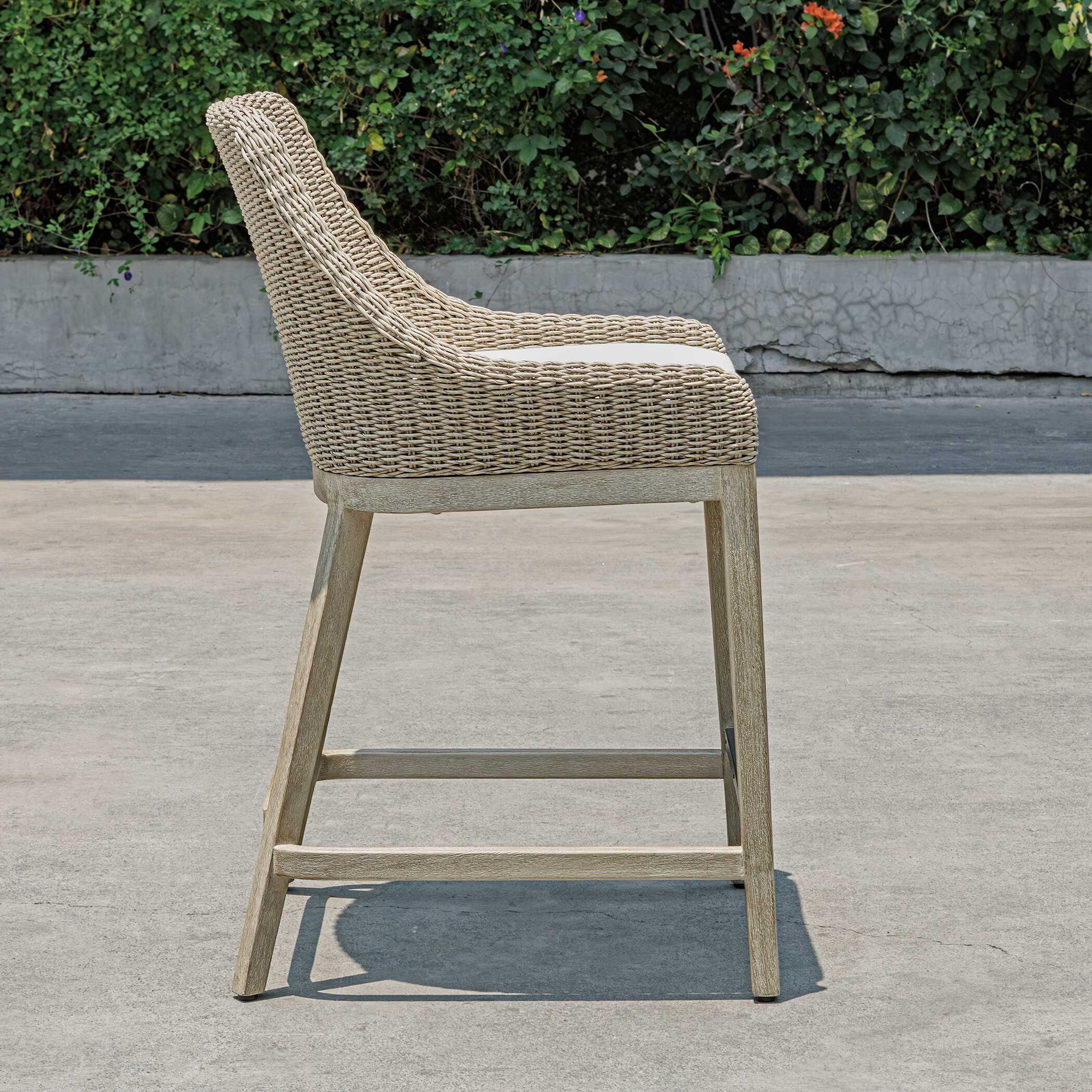 Paloma Outdoor Wicker Counter Stool, Furniture by Uttermost, 21.2" width x 38.9" height x 24.4" depth View 5