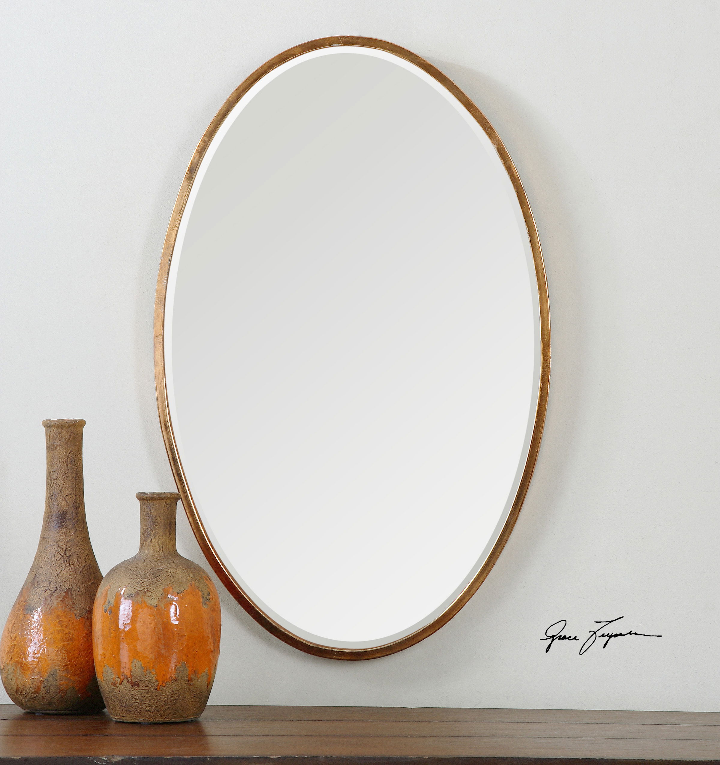 Herleva Gold Oval Mirror large image 