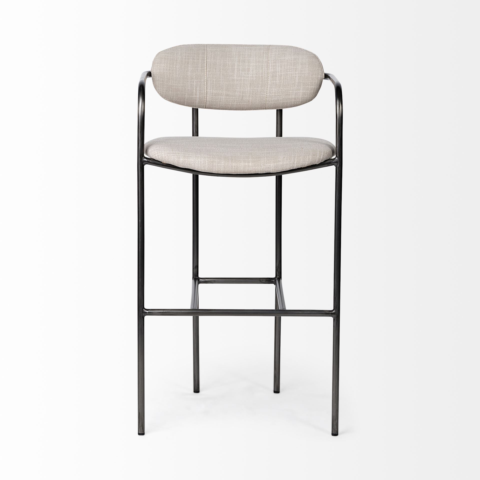 Parker 30' Seat Height Beige Fabric Seat Gun Metal Grey Metal Bar Stool large image 