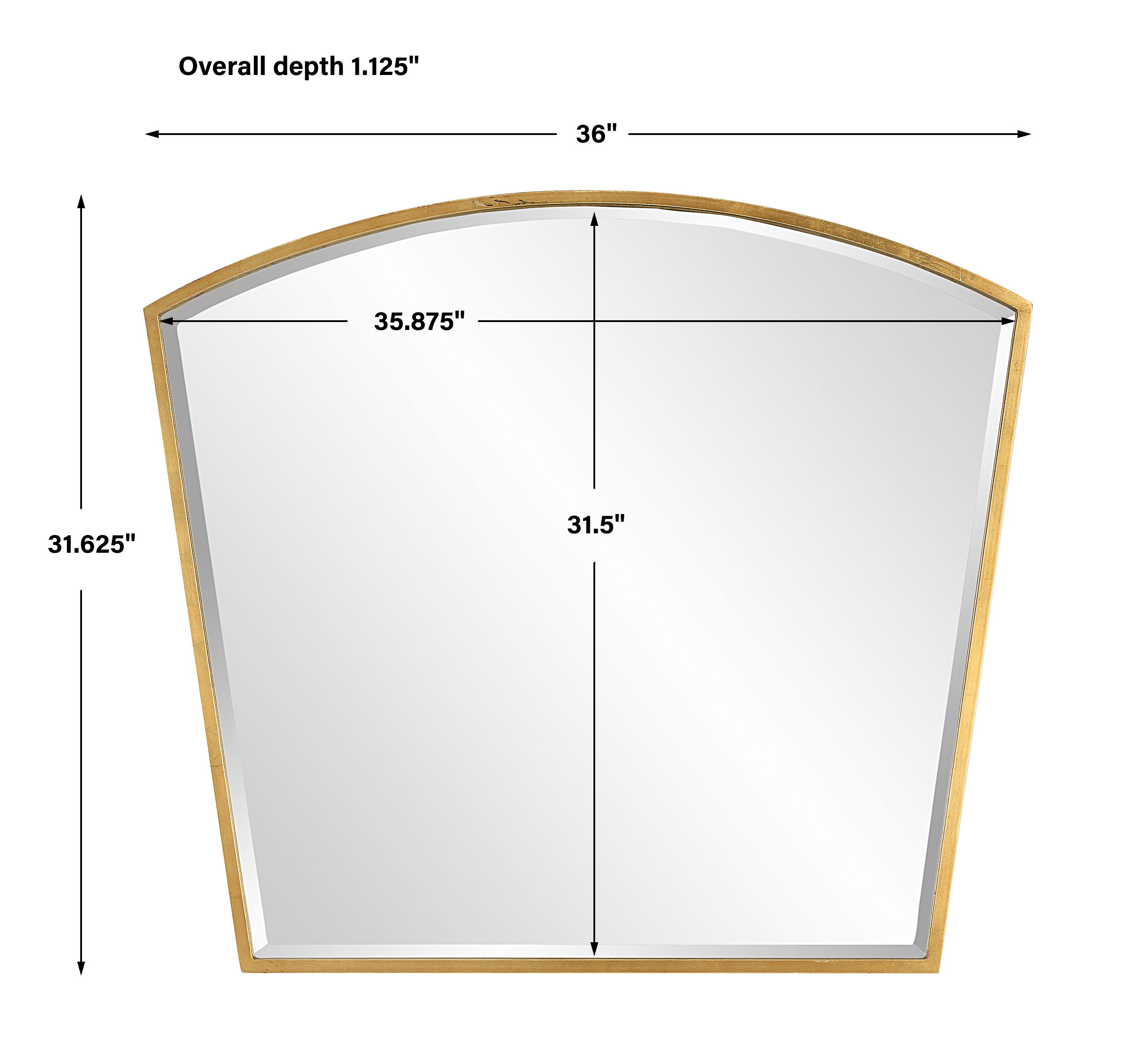 Boundary Gold Arch Mirror, by Uttermost, 36" width x 31.62" height x 1.12" depth View 3