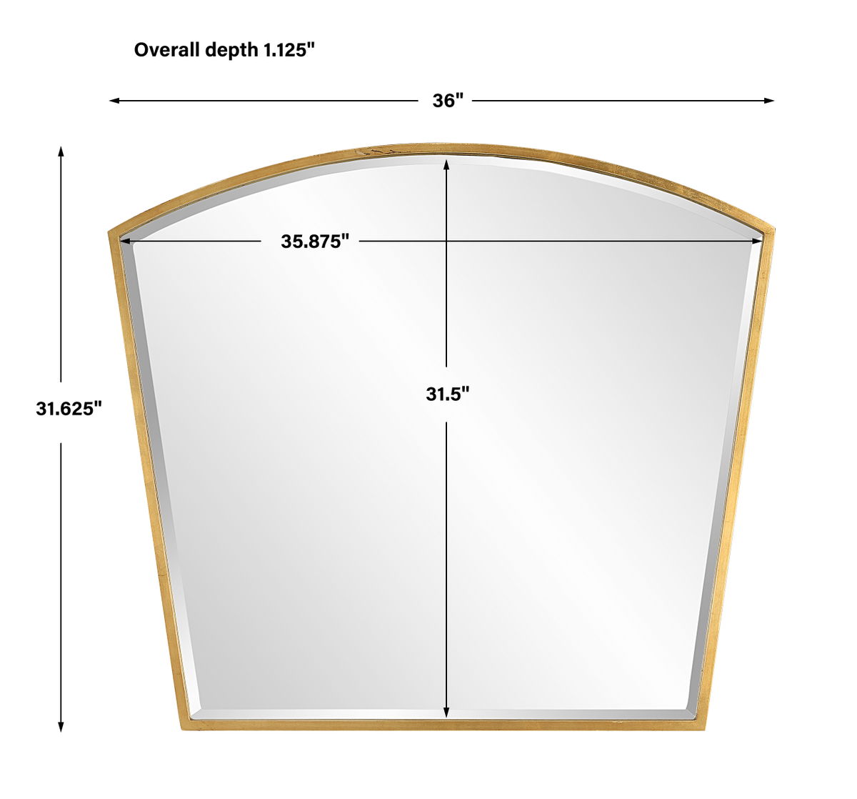 Boundary Gold Arch Mirror, by Uttermost, 36" width x 31.62" height x 1.12" depth View 3