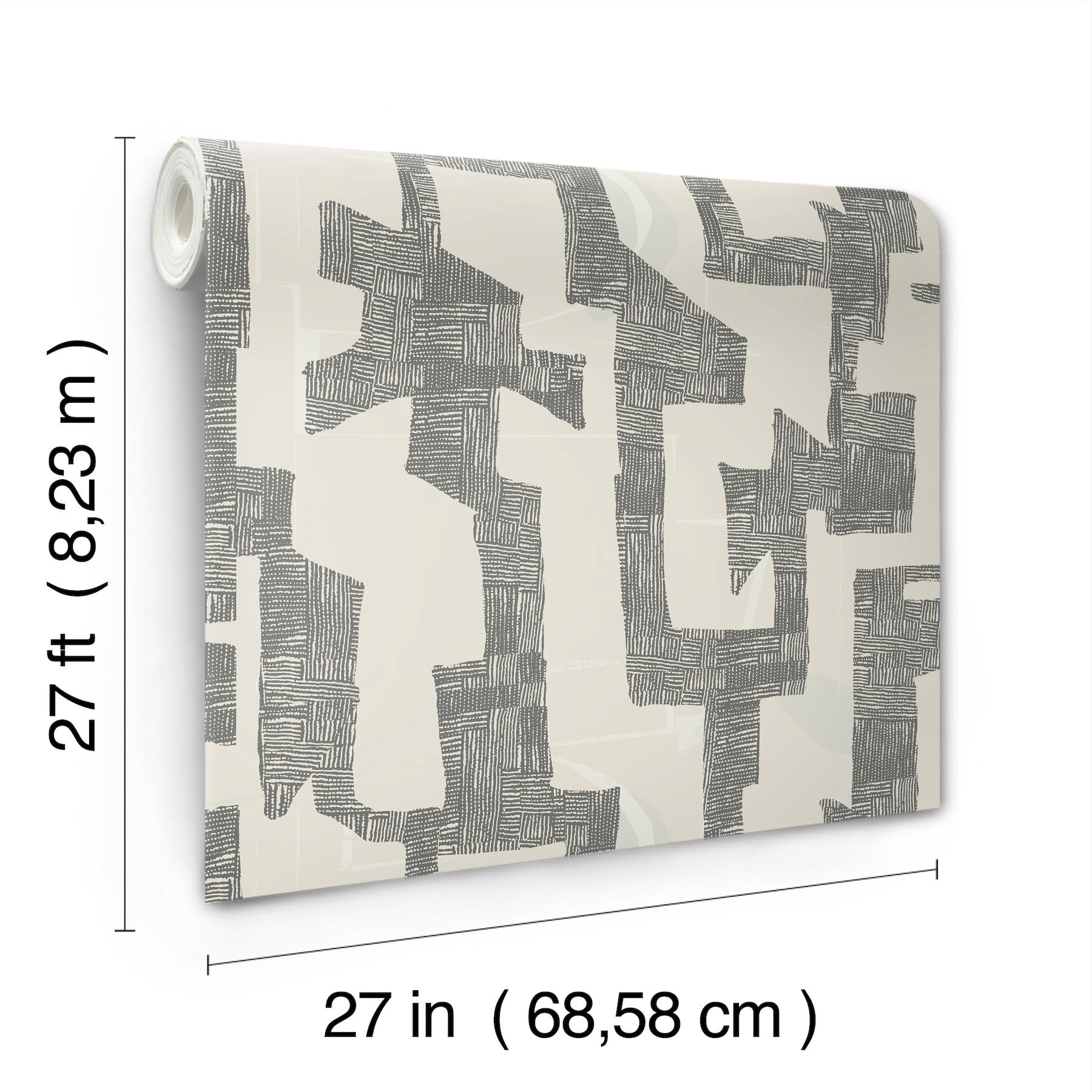 Modern Tribal Linen & Charcoal Wallpaper large image 