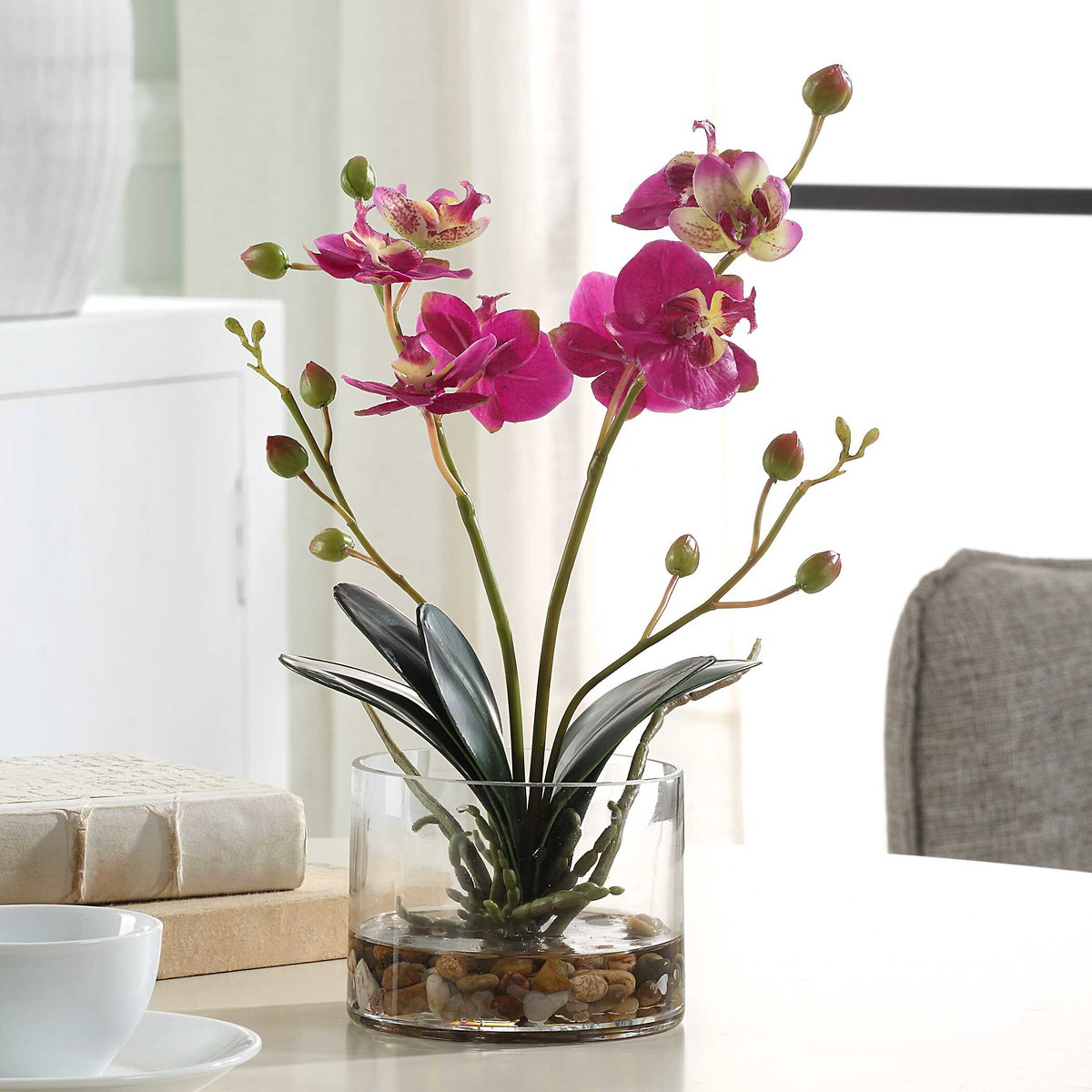 Glory Fuchsia Orchid, Artificial Plants & Flower by Uttermost, 11.25" width x 13" height x 5.25" depth View 3