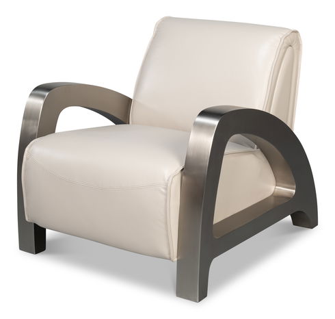 Carlisle Armchair, Crystal White Leather