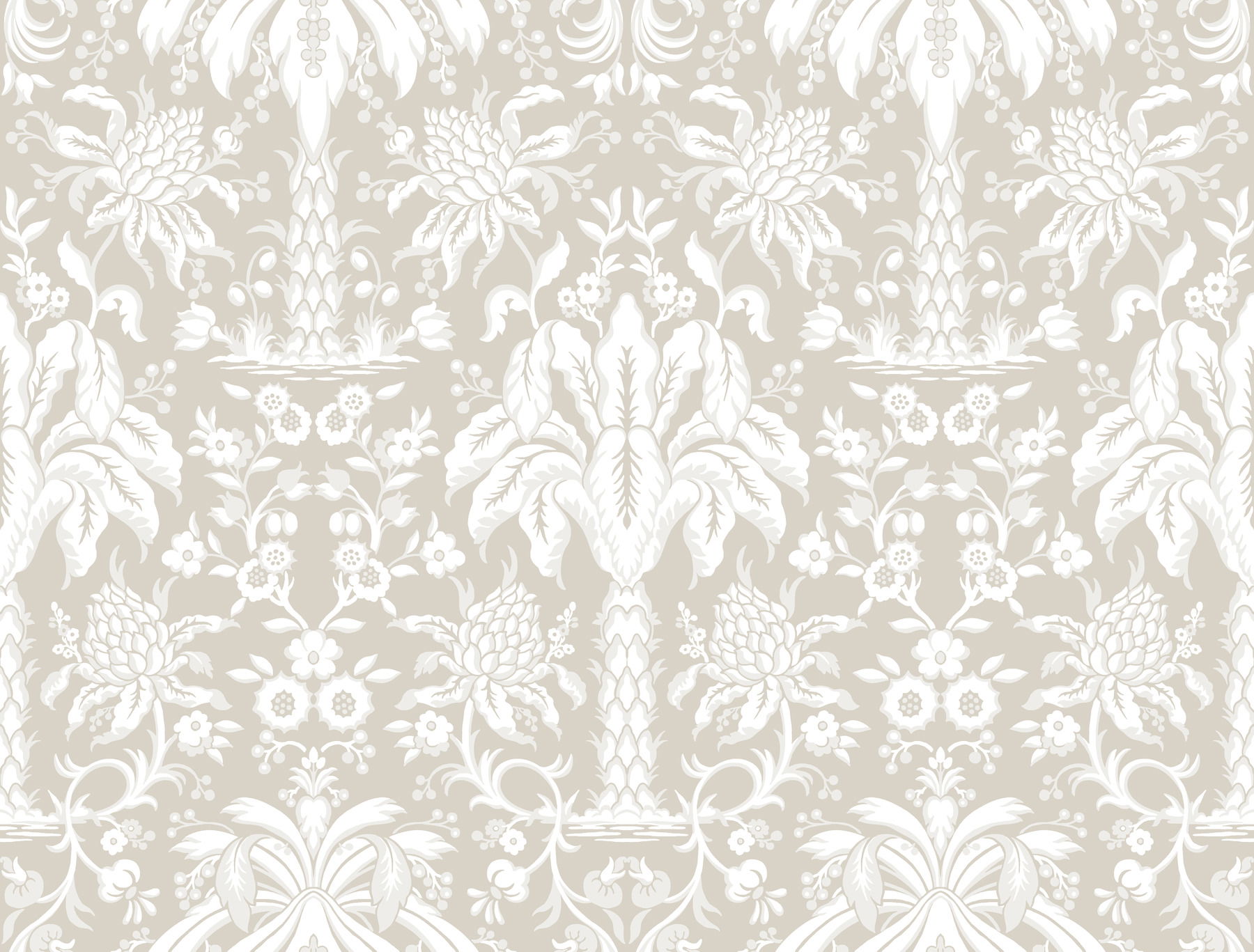Palmetto Palm Damask Beige Wallpaper large image 