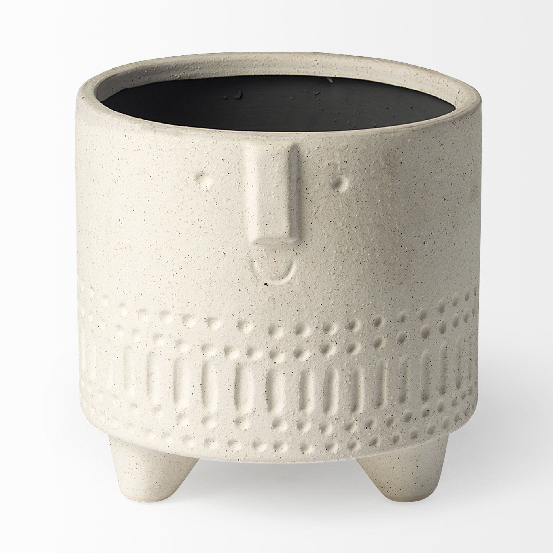 Jacob I Short White Ceramic Smiling Face Vase, by Mercana, 7.48" length x 6.69" width x 6.89" height View 5