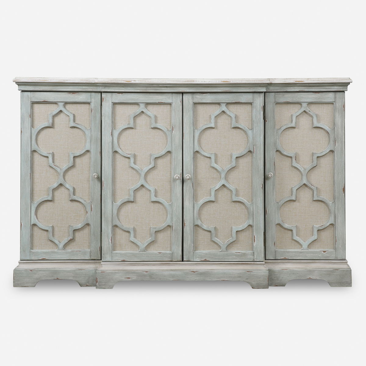 Sophie 4 Door Grey Cabinet, Cabinets & Sideboard by Uttermost, 60" width x 36" height x 14" depth View 1