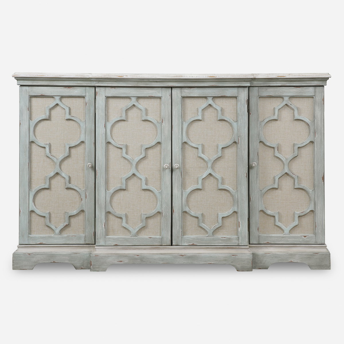 Sophie 4 Door Grey Cabinet, Cabinets & Sideboard by Uttermost, 60" width x 36" height x 14" depth View 1