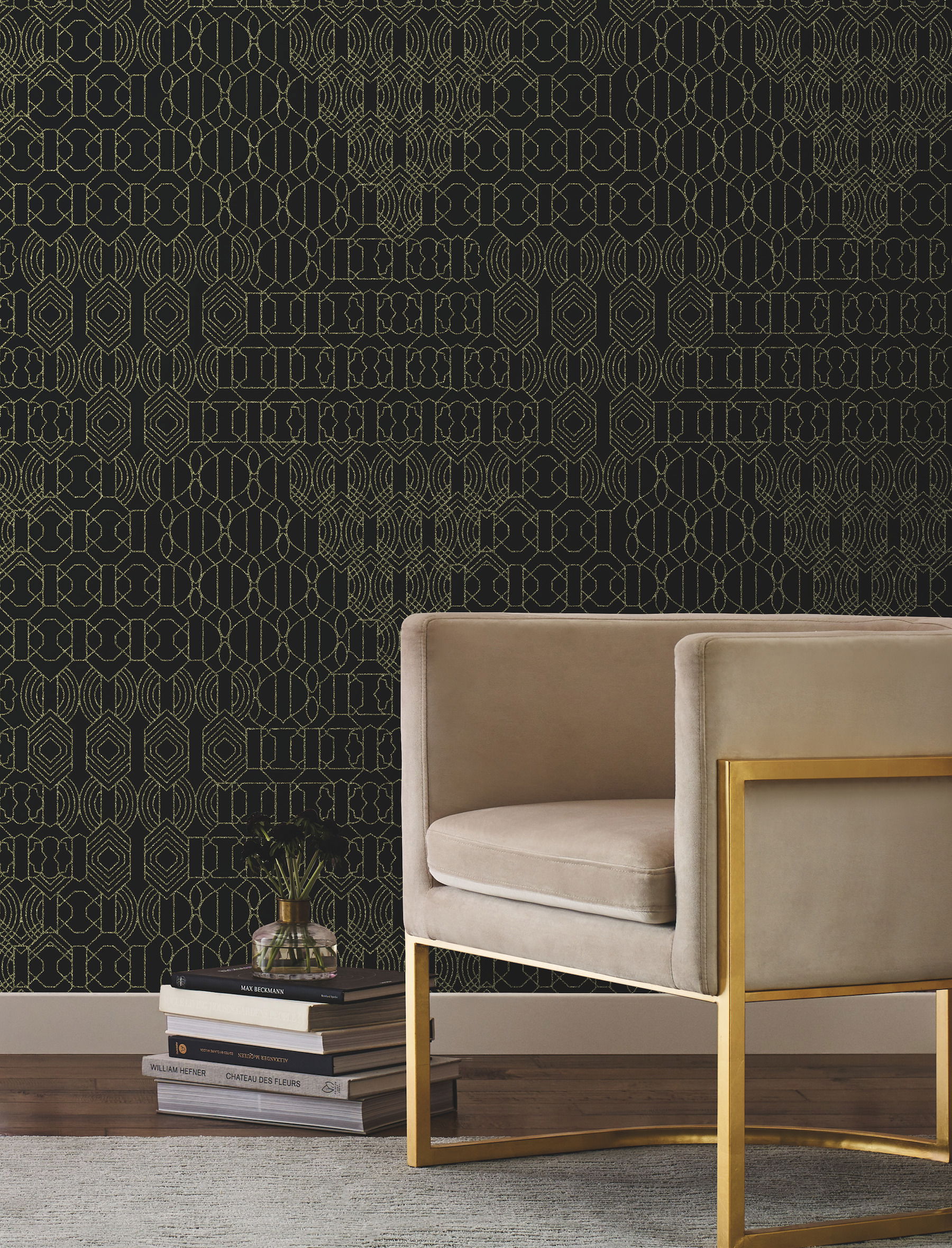 Modern Chandelier Black Wallpaper large image 