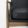 Westan Black Genuine Leather with Medium Brown Wood Accent Chair thumbnail 8