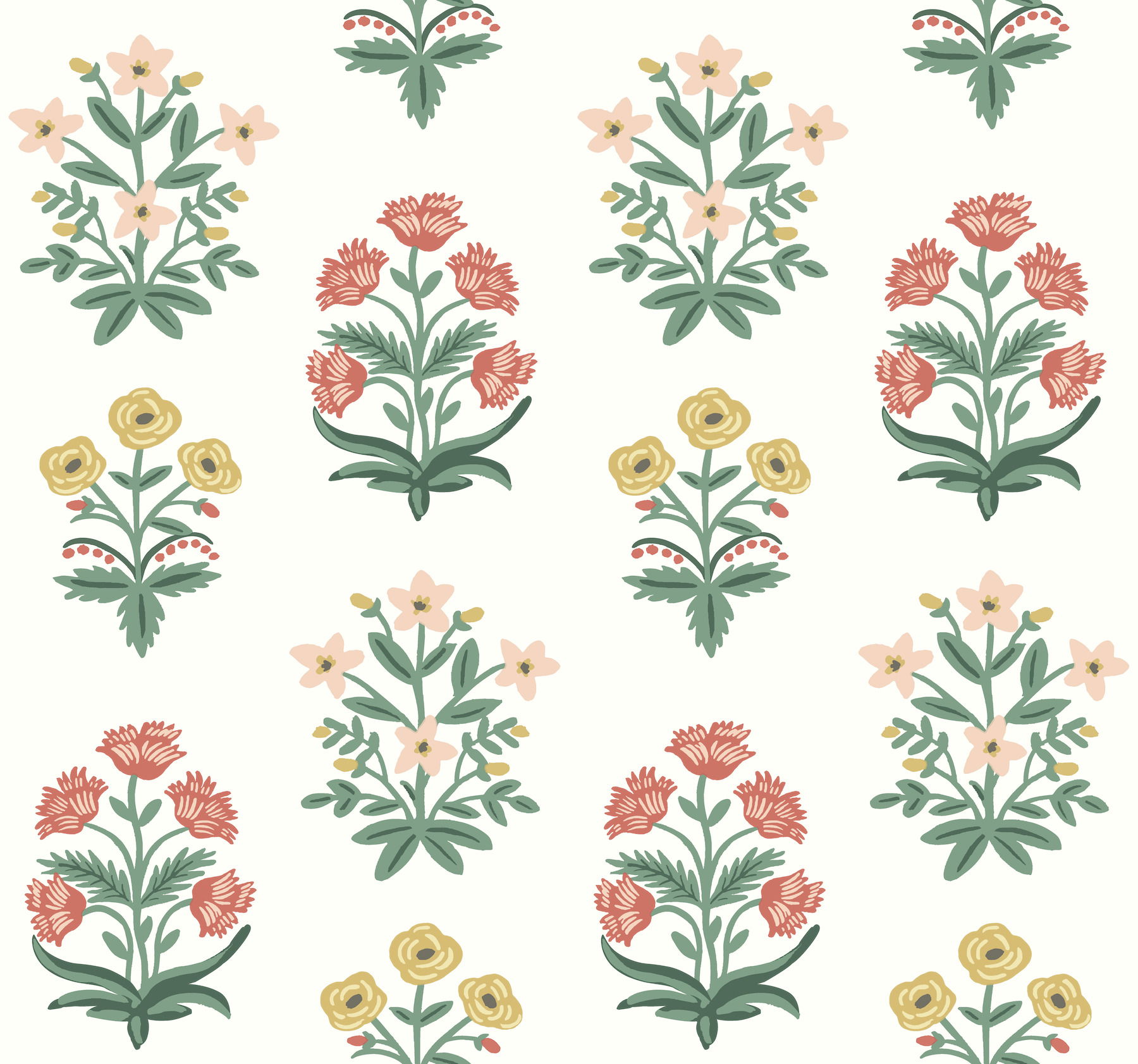 Mughal Rose White & Pink Wallpaper large image 
