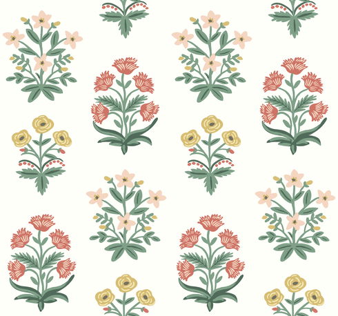 Mughal Rose White & Pink Wallpaper