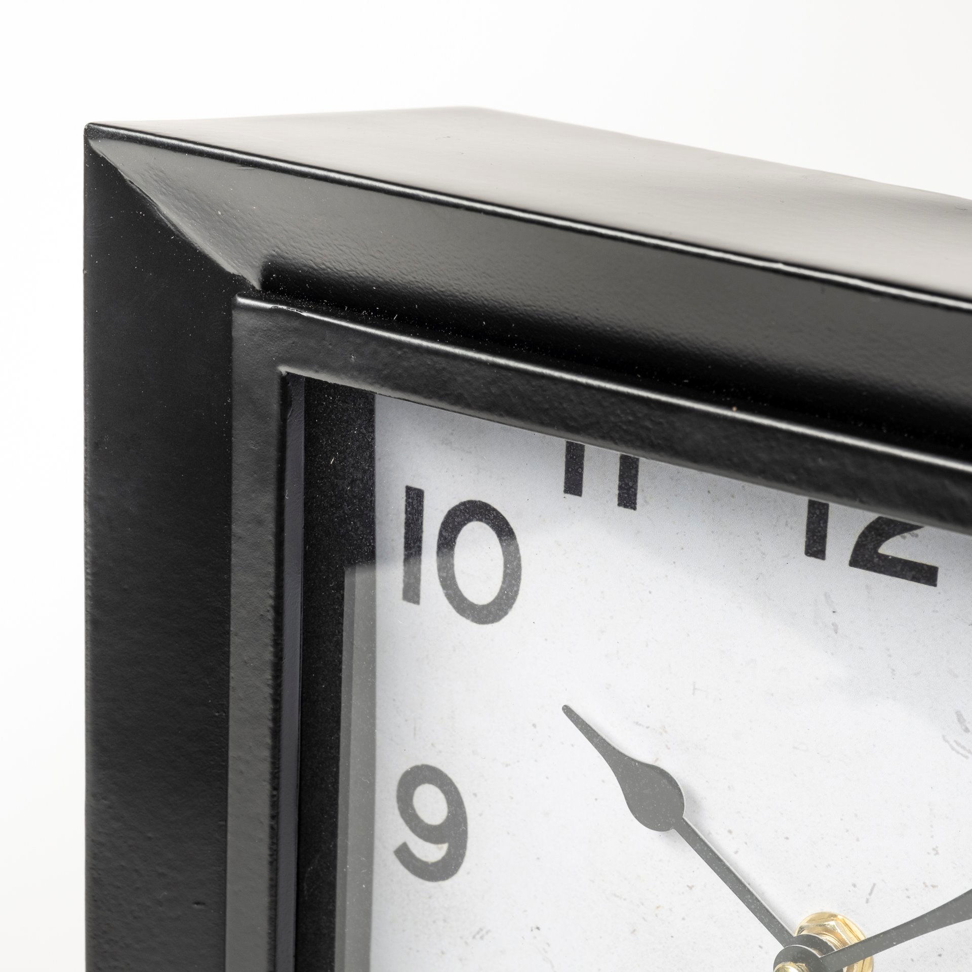 Ralph I Black Metal Square Table Clock, by Mercana, 9.25" length x 4.25" width x 10.75" height View 9