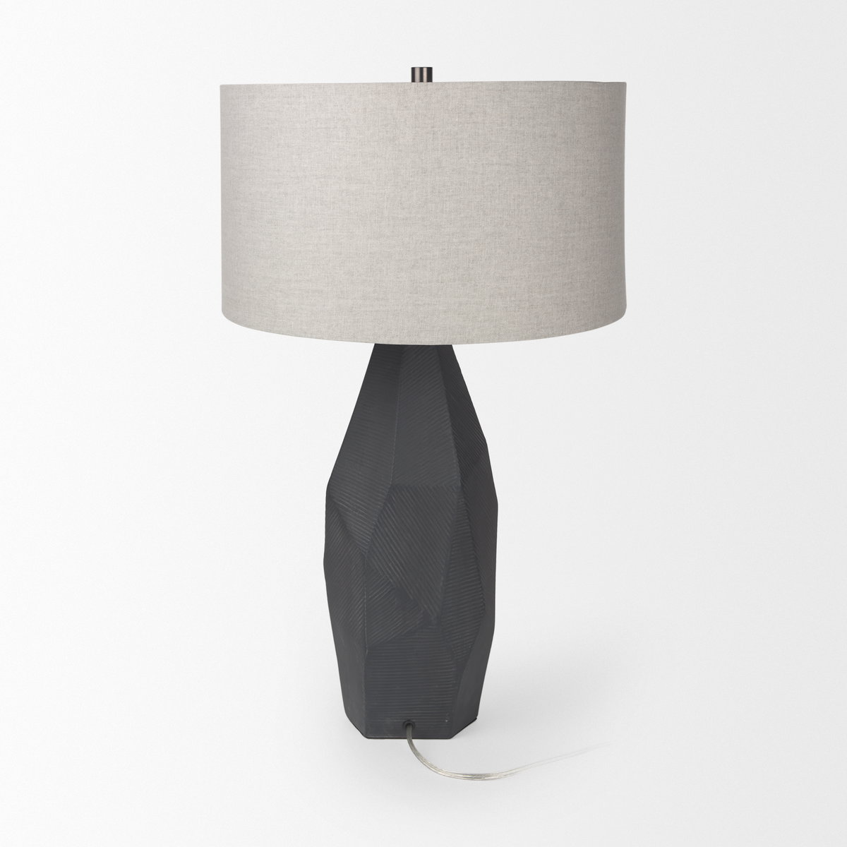 Piven Black with Gray Wash Textured Ceramic Table Lamp, by Mercana, 18" length x 18" width x 29.5" height View 6