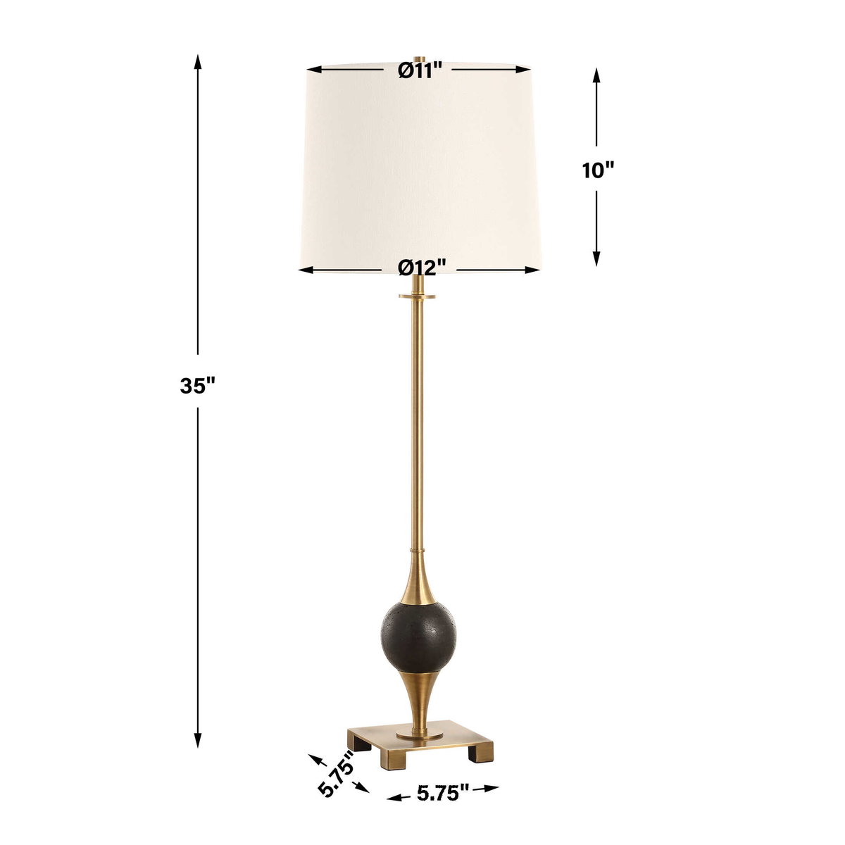 Dempsey Marble Buffet Lamp, Table Lamp by Uttermost, 12" width x 35" height x 12" depth View 3