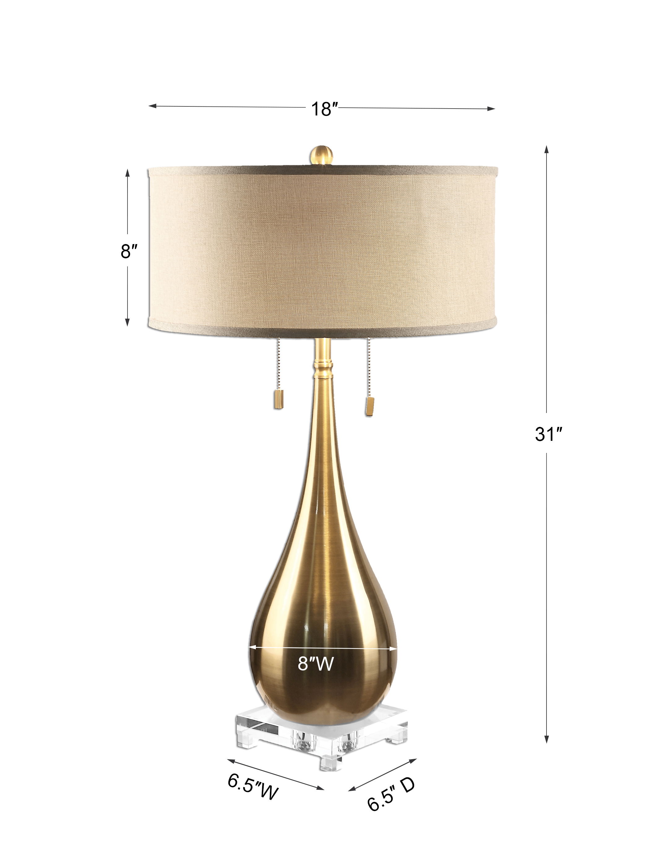 Lagrima Brushed Brass Lamp large image 