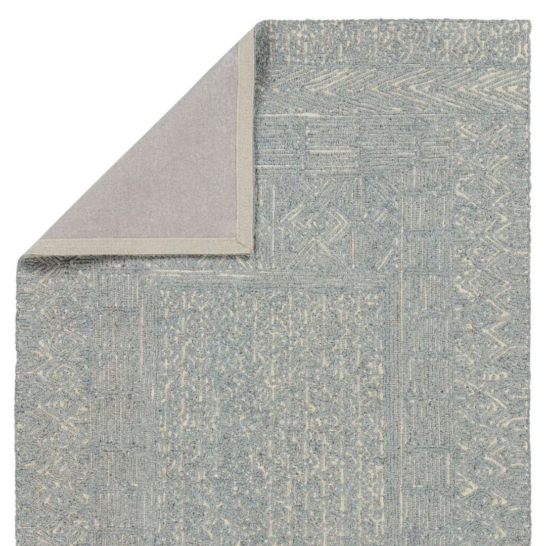 Geometric Handmade Tufted Area Rug in Blue/Cream large image 