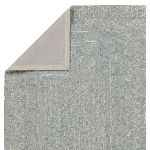 Geometric Handmade Tufted Area Rug in Blue/Cream