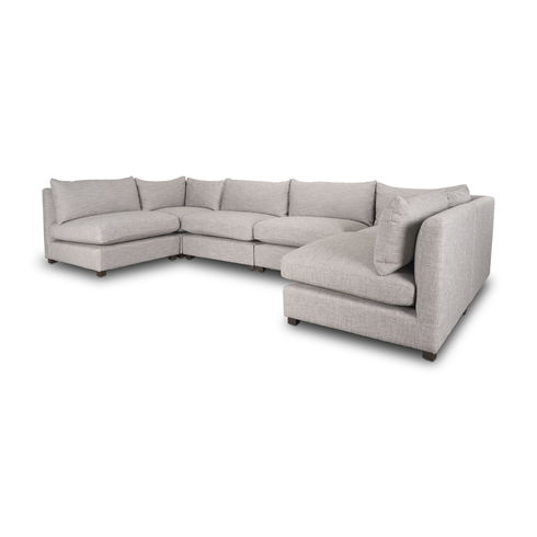 Halston 6 Piece Light Grey U Shaped Sofa Set