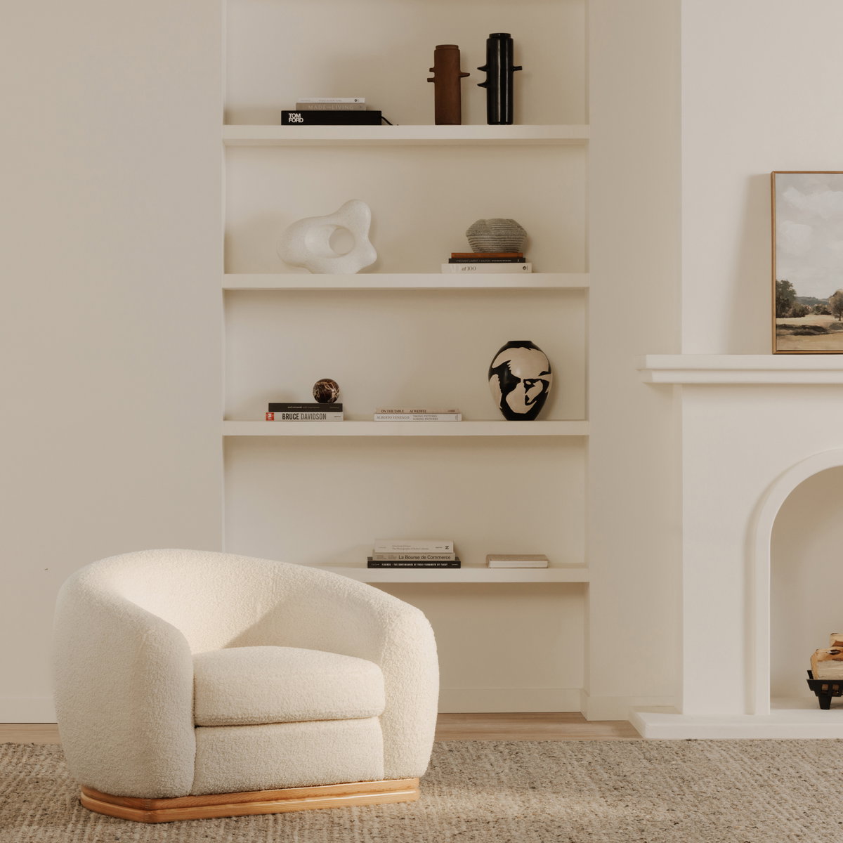 Marlowe Lounge Chair Cream, Accent Chair by Moe's Home, 43.25" width x 30" height x 37" depth View 6