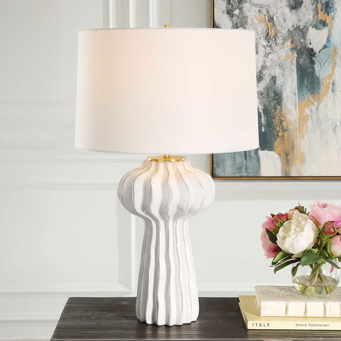 Wrenley Ridged White Table Lamp