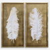 White Feathers Gold Shadow Box Set/2, Sculptural Wall Art by Uttermost, 17.12" width x 33.12" height x 1.5" depth thumbnail 1