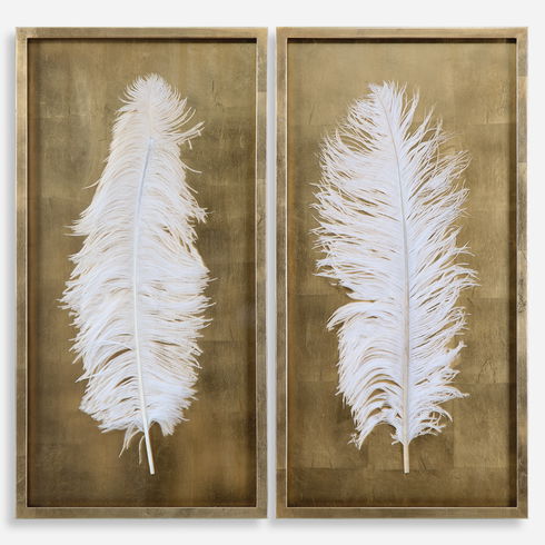 White Feathers Gold Shadow Box Set/2