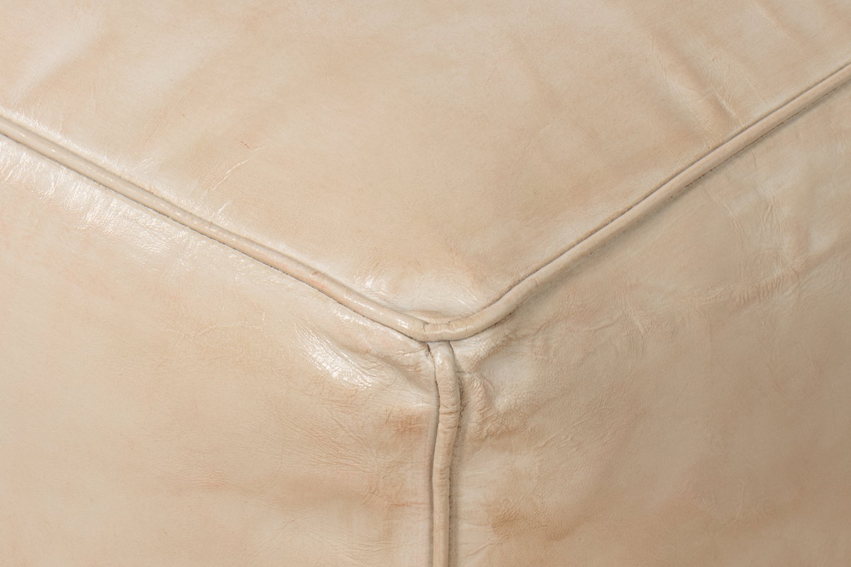 Sunday Afternoon Leather Cube  Taupe, by Sarreid, 1'3" length x 1'3" width x 1'4" height View 13