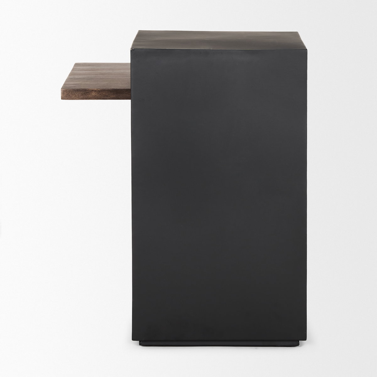 Charles Matte Black Metal with Wood Shelf Square Accent Table, Side & End Table by Mercana, 20" length x 20" width x 24" height View 5