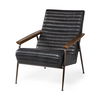Grosjean Black Leather Wrap Metal Frame Accent Chair, by Mercana, 27.56" length x 37.01" width x 34.65" height thumbnail 1