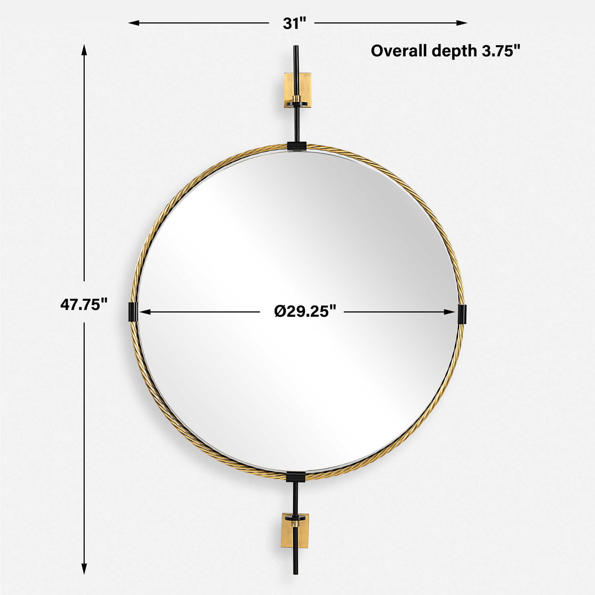 Guardrail Round Mirror, by Uttermost, 31" width x 47.75" height x 3.75" depth View 3