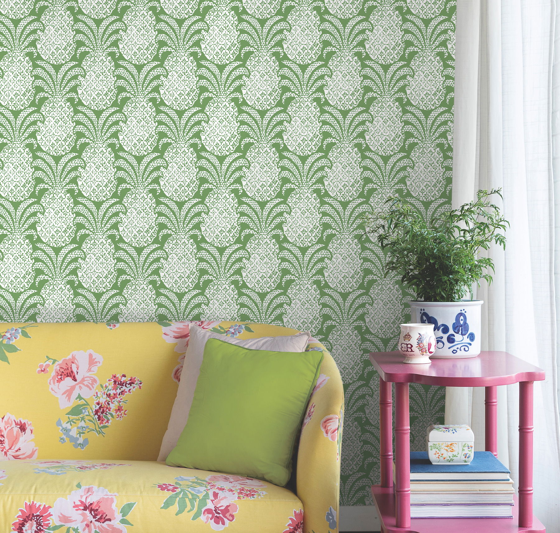 Colony Club Palm Green Peel & Stick Wallpaper large image 